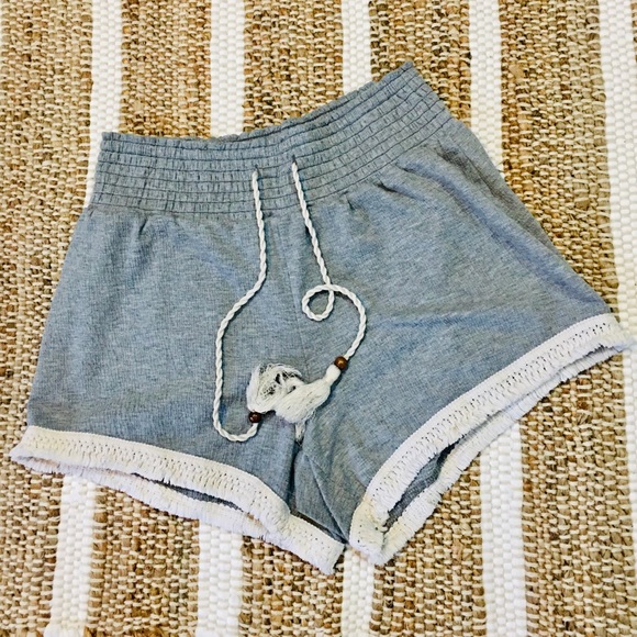 Boho Small grey gray lounge beach summer cotton lace pull on style - Picture 1 of 5